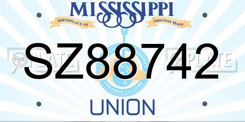 SZ88742 Mississippi License Plate