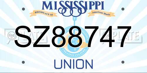 SZ88747 Mississippi License Plate