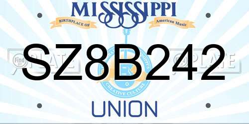 SZ8B242 Mississippi License Plate