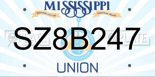 SZ8B247 Mississippi License Plate