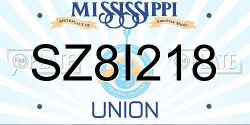 SZ8I218 Mississippi License Plate