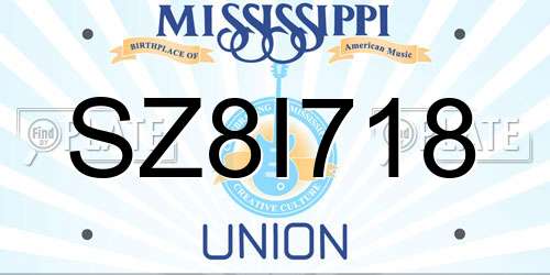 SZ8I718 Mississippi License Plate