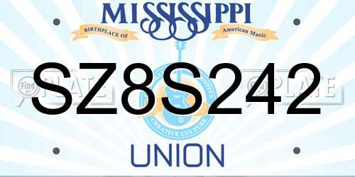 SZ8S242 Mississippi License Plate