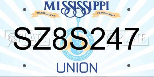 SZ8S247 Mississippi License Plate