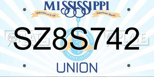 SZ8S742 Mississippi License Plate