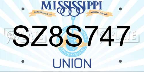 SZ8S747 Mississippi License Plate