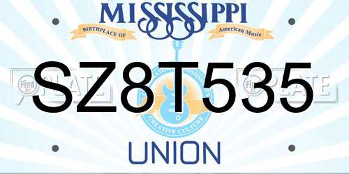 SZ8T535 Mississippi License Plate