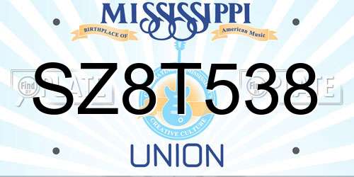 SZ8T538 Mississippi License Plate