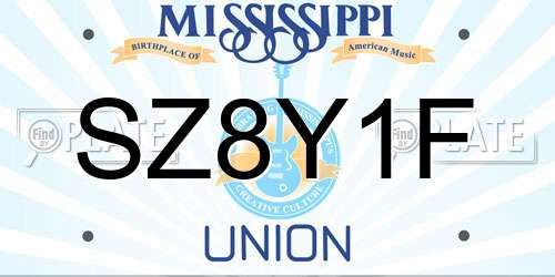 SZ8Y1F Mississippi License Plate