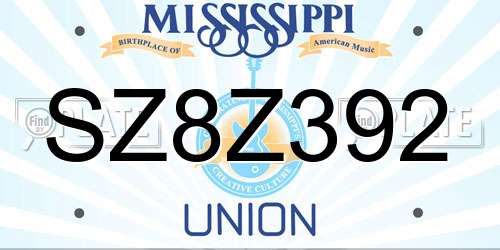 SZ8Z392 Mississippi License Plate