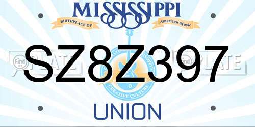 SZ8Z397 Mississippi License Plate