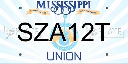 SZA12T Mississippi License Plate
