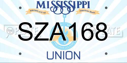 SZA168 Mississippi License Plate