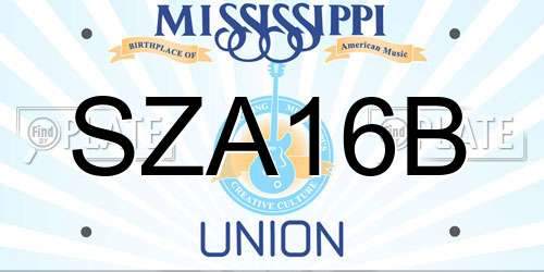 SZA16B Mississippi License Plate