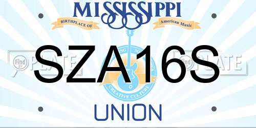SZA16S Mississippi License Plate