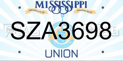SZA3698 Mississippi License Plate