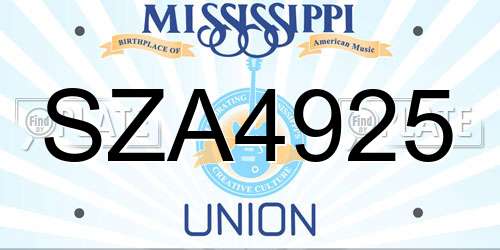 SZA4925 Mississippi License Plate