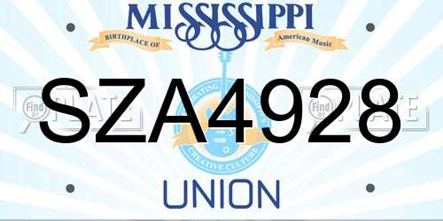 SZA4928 Mississippi License Plate