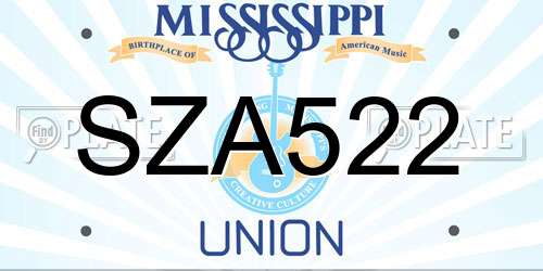 SZA522 Mississippi License Plate