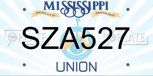 SZA527 Mississippi License Plate