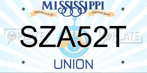 SZA52T Mississippi License Plate