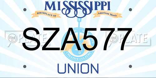 SZA577 Mississippi License Plate