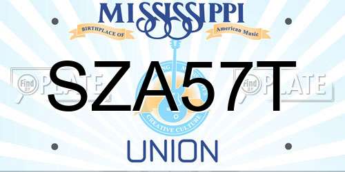 SZA57T Mississippi License Plate