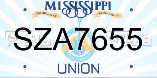 SZA7655 Mississippi License Plate