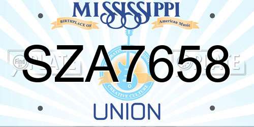 SZA7658 Mississippi License Plate
