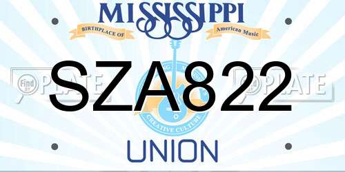 SZA822 Mississippi License Plate