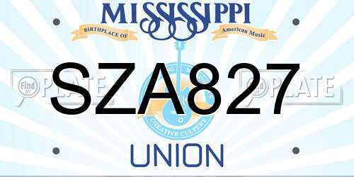 SZA827 Mississippi License Plate