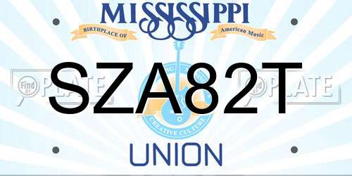 SZA82T Mississippi License Plate
