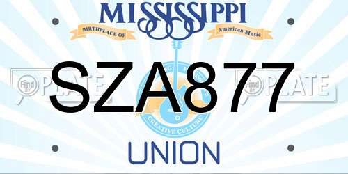 SZA877 Mississippi License Plate