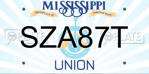SZA87T Mississippi License Plate