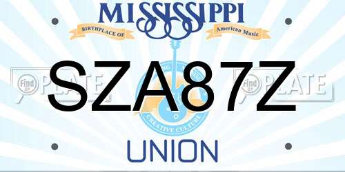 SZA87Z Mississippi License Plate