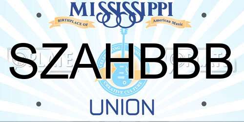 SZAHBBB Mississippi License Plate