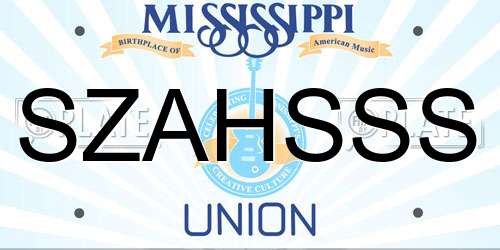 SZAHSSS Mississippi License Plate