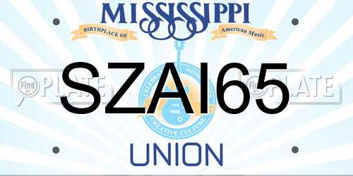 SZAI65 Mississippi License Plate
