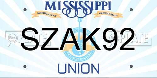 SZAK92 Mississippi License Plate