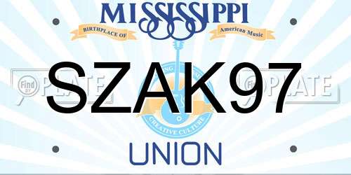 SZAK97 Mississippi License Plate