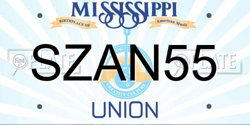SZAN55 Mississippi License Plate