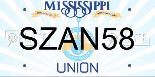SZAN58 Mississippi License Plate