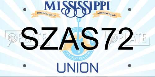 SZAS72 Mississippi License Plate