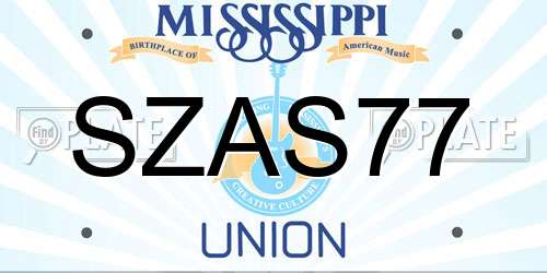 SZAS77 Mississippi License Plate