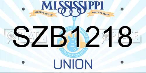 SZB1218 Mississippi License Plate