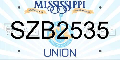 SZB2535 Mississippi License Plate