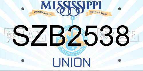 SZB2538 Mississippi License Plate