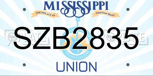 SZB2835 Mississippi License Plate