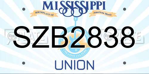 SZB2838 Mississippi License Plate