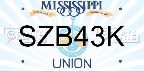 SZB43K Mississippi License Plate